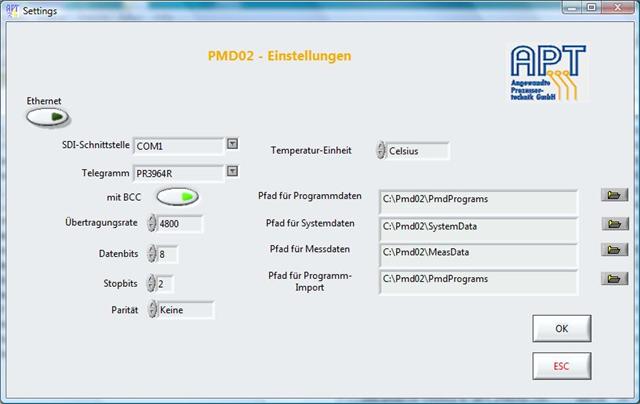PMD02-DATA: Verbindungs-Einstellungen LAN